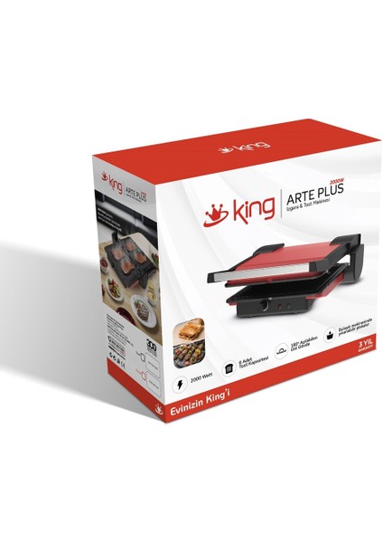 Kırmızı King Arte Plus K469 Tost Makinesi, Şık ve Kullanışlı Tasarım indirimleri