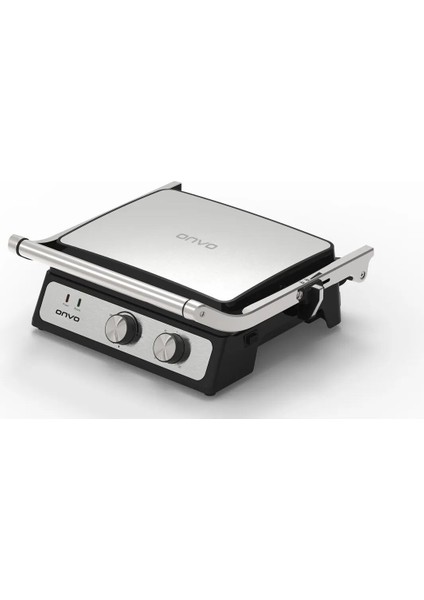 Gümüş Renkli 180° Açılabilen Mekanik Tost ve Izgara Seti