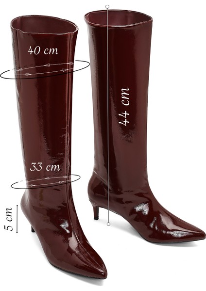 Kadın Bordo Kısa Ince Topuklu Rugan Çizme 25WFE481416 fiyatları
