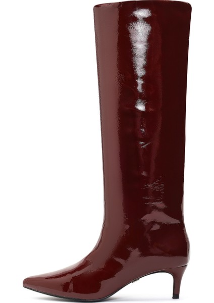Kadın Bordo Kısa Ince Topuklu Rugan Çizme 25WFE481416 fırsatları