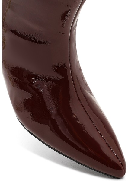 Kadın Bordo Kısa Ince Topuklu Rugan Çizme 25WFE481416