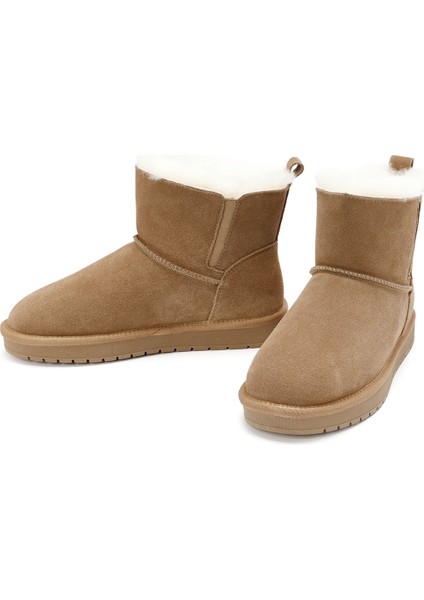 Kadın Camel Süet Deri Teddy Bot 25WFD478310 modelleri