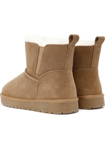 Kadın Camel Süet Deri Teddy Bot 25WFD478310