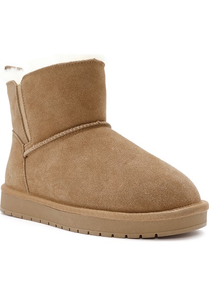 Kadın Camel Süet Deri Teddy Bot 25WFD478310