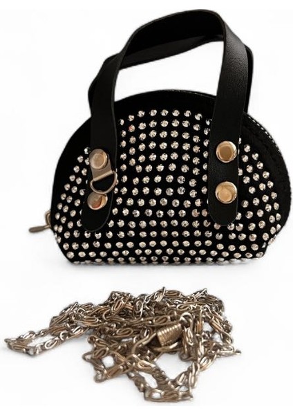 Taş Süslemeli Mini Çocuk Omuz Askılı Çanta Cüzdan