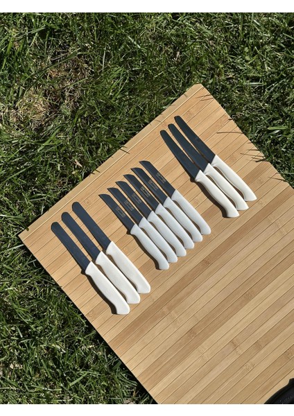 12 Parça Beyaz Set 6 Meyve Bıçağı+3 Sebze Bıçağı+3 Ava Bıçak