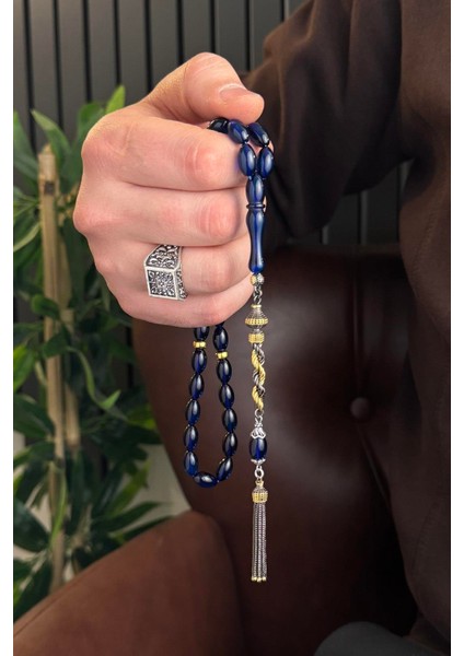 mavi Bitki Pigmentli damla Kehribar Basic Model Gümüş Burma Tasarım Tesbih(Amber), (مسبحة قطرة كهريبار) fırsatları