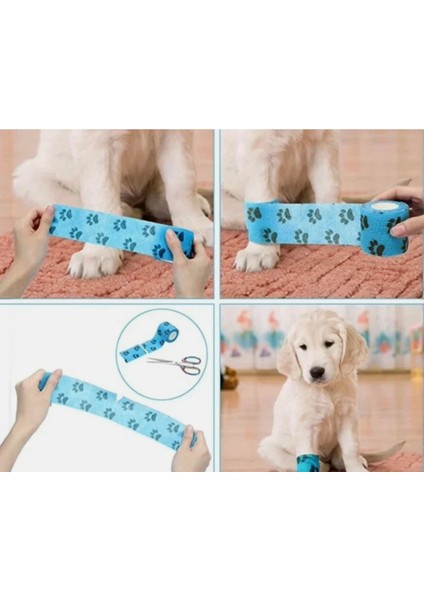 Pati Desenli Kendinden Yapışkanlı Elastik Bandaj Köpek Kedi Pati Bandajı Sargısı Koruyucu Sargı (1 Adet fitatıdır) modelleri