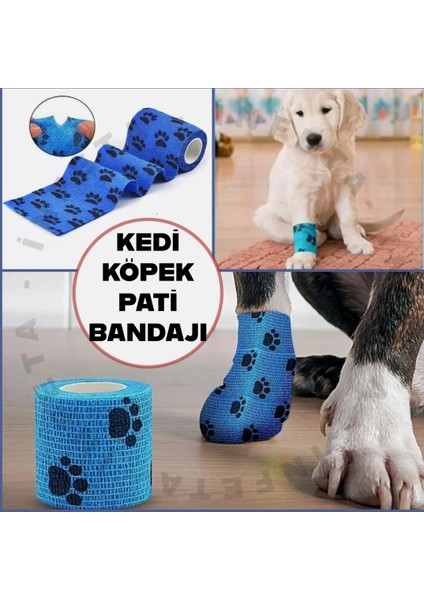 Pati Desenli Kendinden Yapışkanlı Elastik Bandaj Köpek Kedi Pati Bandajı Sargısı Koruyucu Sargı (1 Adet fitatıdır) fırsatları