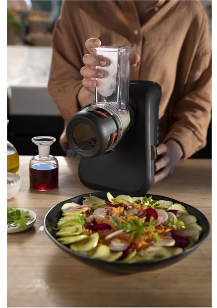 Çok Fonksiyonlu 200W Rende Doğrayıcı, Siyah, Eco Respect Fresh Express 3’in 1