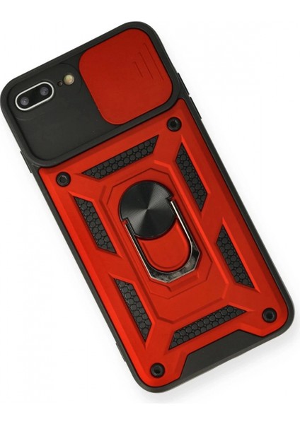iPhone 7 Plus Kılıf Pars Lens Yüzüklü Silikon - Kırmızı modelleri