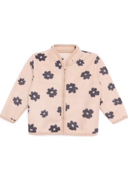 Kız Bebek Polar Hırka Hakim Yaka Uzun Kol