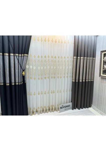 Nivemeshome Şahmaran 1/3 Sık Pileli Tül Perde Apm indirimleri