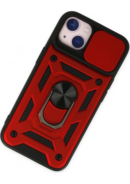 iPhone 14 Kılıf Pars Lens Yüzüklü Silikon - Kırmızı modelleri