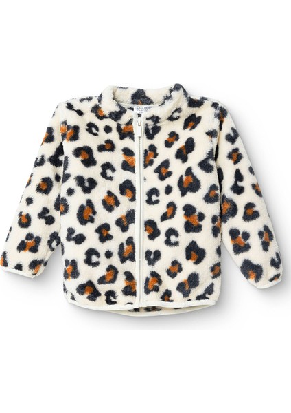 Kız Bebek Leopar Welsoft Hırka Peluş Uzun Kol