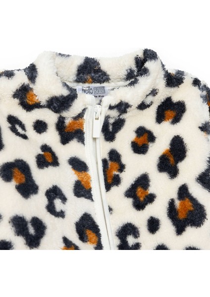 Kız Bebek Leopar Welsoft Hırka Peluş Uzun Kol modelleri