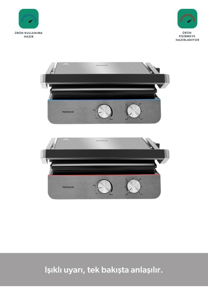 Çıkarılabilir Plakalı Inox Gövdeli Tost ve Izgara Makinesi, Şık ve Kullanışlı Tasarım