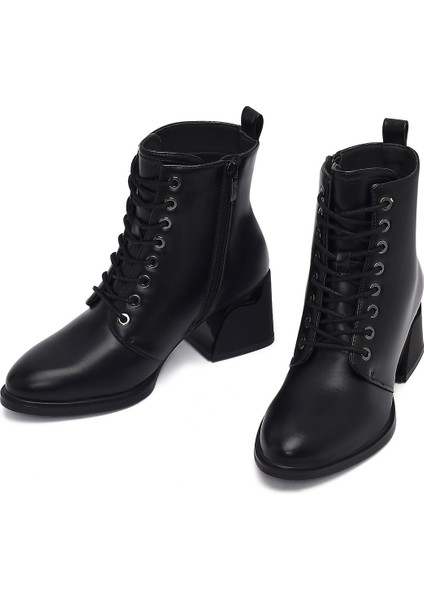 Kadın Siyah Fermuarlı Kalın Topuklu Bot 25WFE400818 modelleri