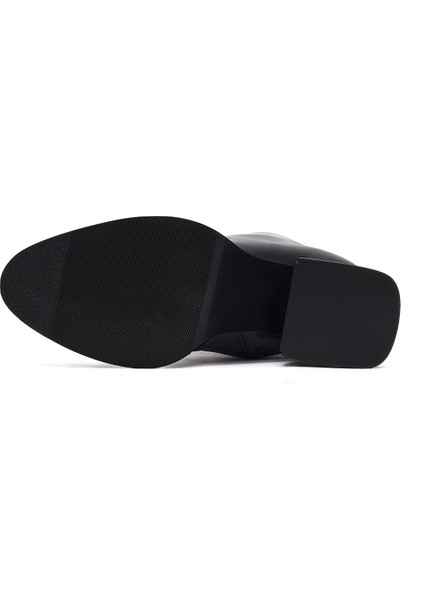 Kadın Siyah Fermuarlı Kalın Topuklu Bot 25WFE400818