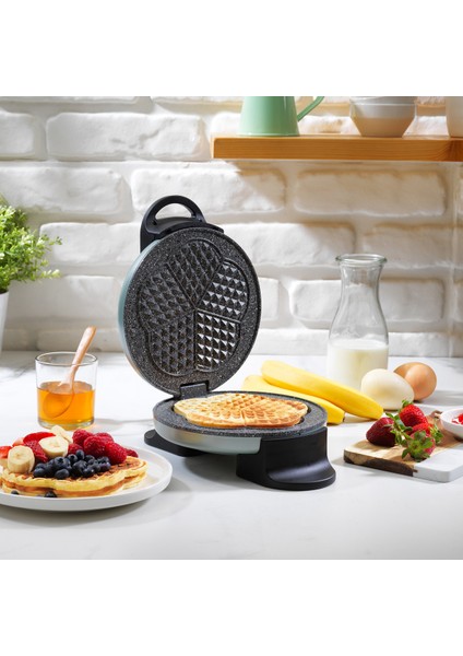 Yeşil Renkli Pratik Waffle Makinesi, Lezzetli Atıştırmalıklar Için Ideal