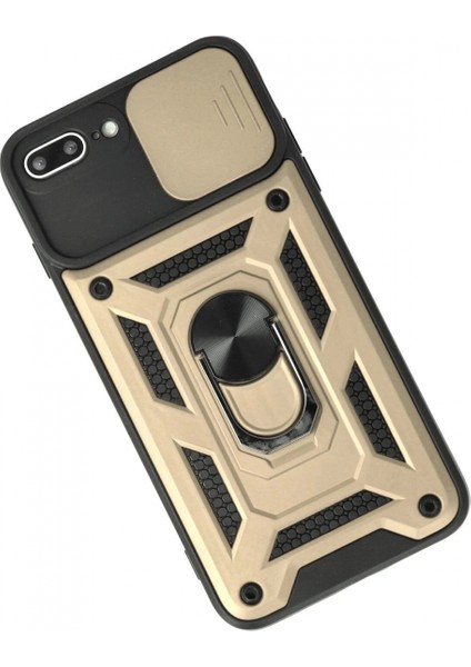iPhone 7 Plus Kılıf Pars Lens Yüzüklü Silikon - Gold modelleri
