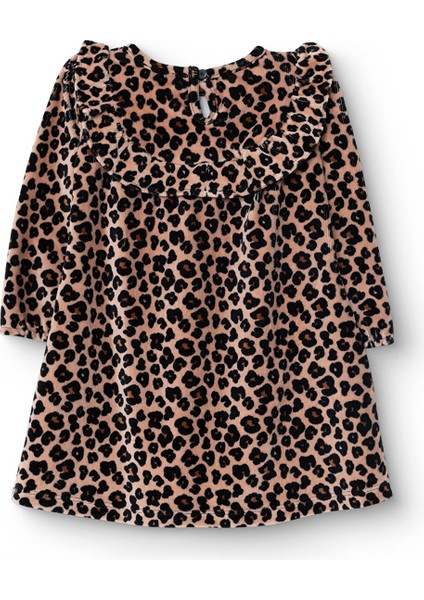 Kız Bebek Leopar Elbise Kadife Uzun Kol fiyatları
