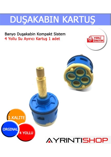 Banyo Duşakabin Kompakt Sistem 4 Yollu Su Ayırıcı Kartuş 1 Adet