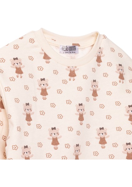 Kız Bebek Eşofman Takımı Enjoy Bear Iki Iplik Uzun Kol Lastikli Paça modelleri