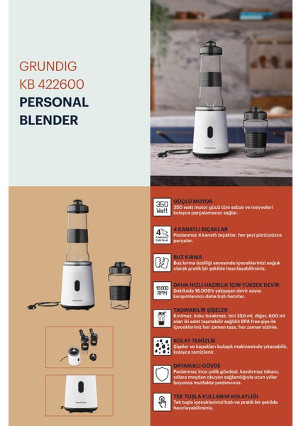 Kişisel Blender 250W Beyaz, Pratik ve Şık Tasarım indirimleri