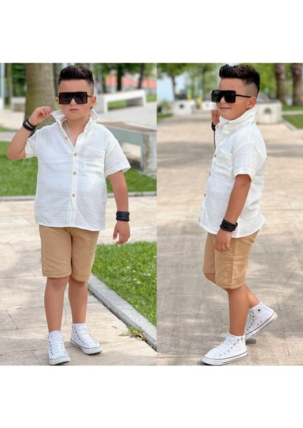 Müslin Gömlekli Şort Takım | 3/12 Yaş Arası