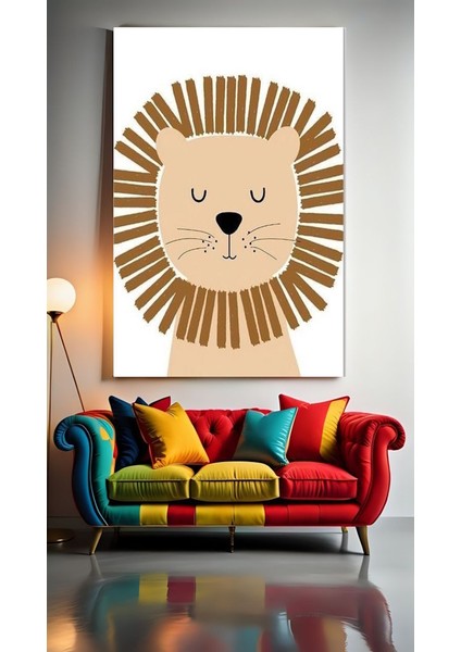 Diken Yeleli Aslan Ev Duvar Salon Güzellik Salonu Ofis Dükkan Dekarasyon Kanvas Tablo