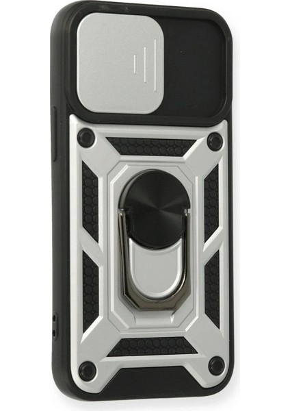 iPhone 12 Mini Kılıf Pars Lens Yüzüklü Silikon - Gümüş fiyatları