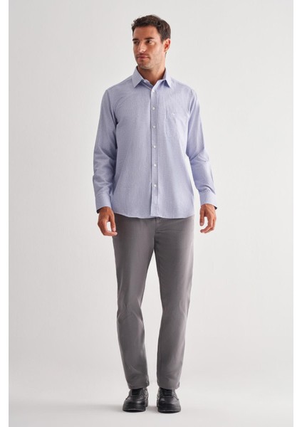 Koyu Lacivert Sert Yaka Uzun Kol Cepli Comfort Fit Classic Gömlek 1004255163 fiyatları