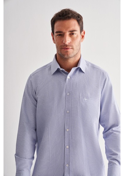 Koyu Lacivert Sert Yaka Uzun Kol Cepli Comfort Fit Classic Gömlek 1004255163 modelleri