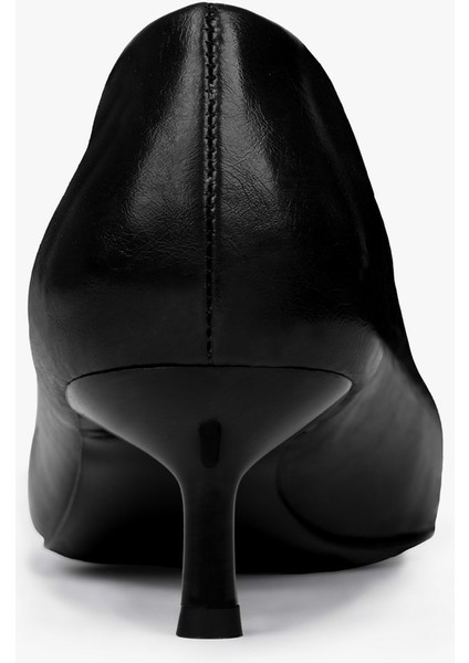 Kadın Corin Siyah Cilt Kısa Topuklu Stiletto fırsatları