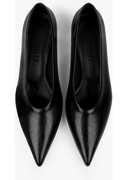 Kadın Corin Siyah Cilt Kısa Topuklu Stiletto modelleri