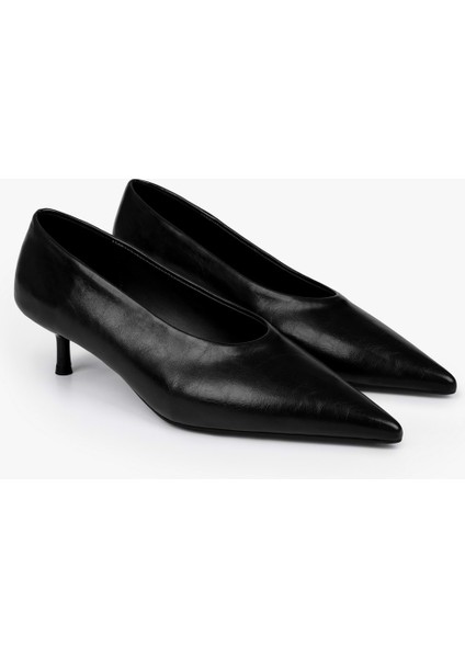 Kadın Corin Siyah Cilt Kısa Topuklu Stiletto indirimleri