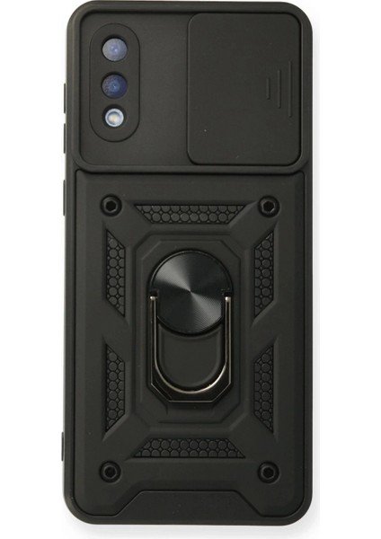 Samsung Galaxy A02 Kılıf Pars Lens Yüzüklü Silikon - Siyah