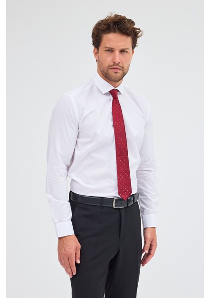 Beyaz Yarım Italyan Yaka Uzun Kol Easy To Iron Slim Fit Pamuklu Gömlek 1004255301 modelleri