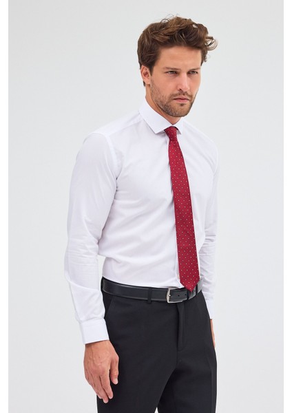 Beyaz Yarım Italyan Yaka Uzun Kol Easy To Iron Slim Fit Pamuklu Gömlek 1004255301 indirimleri