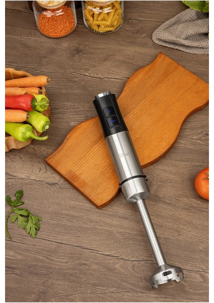 Dikey El Blender 1200W 12 Hız Turbo Paslanmaz Çelik Bıçak Gri