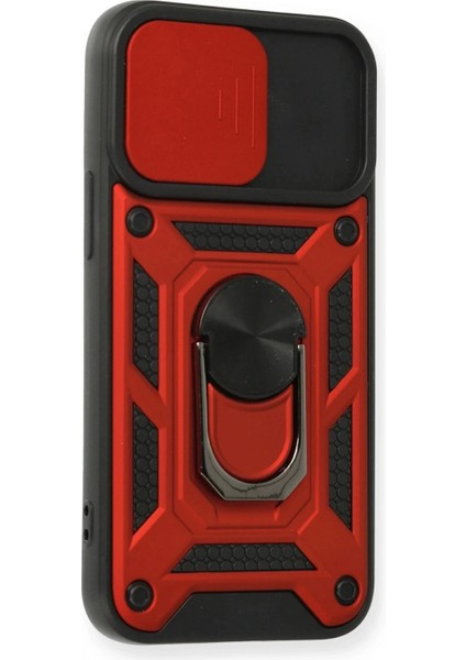 iPhone 12 Mini Kılıf Pars Lens Yüzüklü Silikon - Kırmızı fiyatları