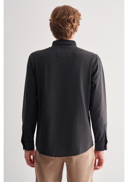 Siyah Smart Düğmeli Yaka Uzun Kol Cepsiz Slim Fit Casual Gömlek 1004255171 indirimleri