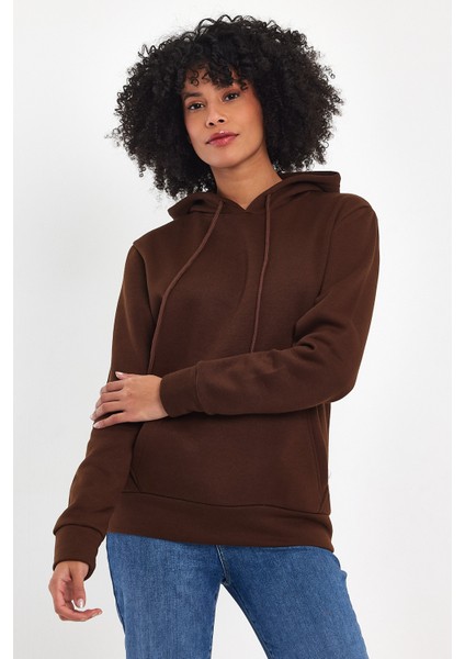 Kadın Kapşonlu Rahat Kalıp Içi Polarlı 3 Iplik Sweatshırt SPR24SWK55 indirimleri