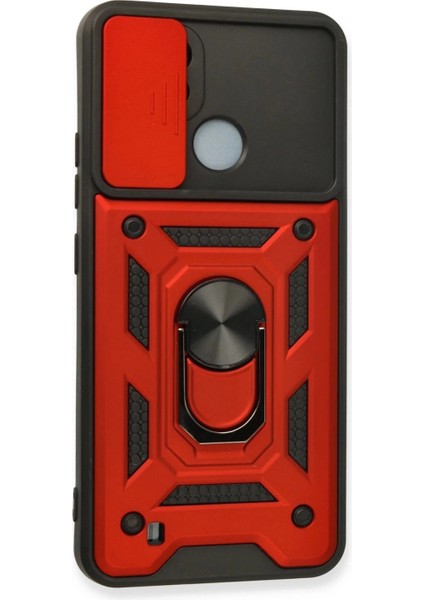 Realme C11 2021 Kılıf Pars Lens Yüzüklü Silikon - Kırmızı modelleri