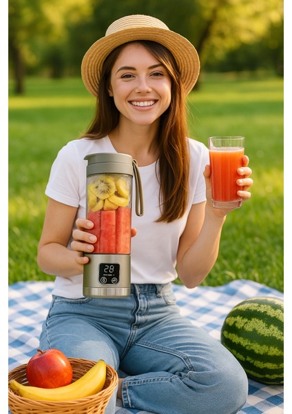 Haki Renkli Taşınabilir Dijital Ekranlı Smoothie Blender HS-860