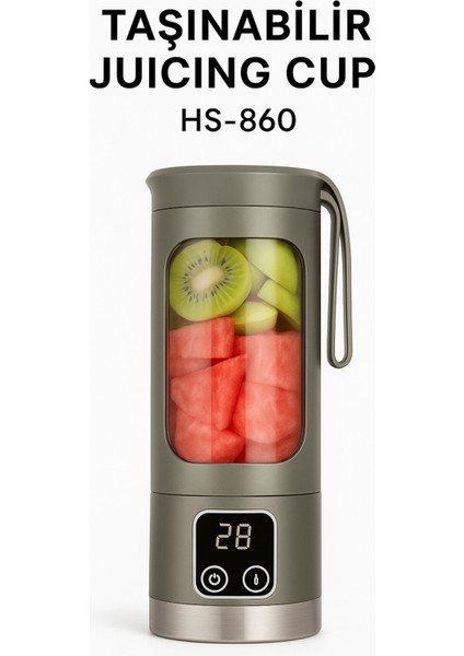 Haki Renkli Taşınabilir Dijital Ekranlı Smoothie Blender HS-860 fiyatları