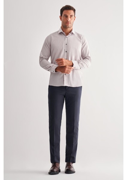 Taş Rengi Yarım Italyan Yaka Uzun Kol Easy To Iron Slim Fit Pamuklu Gömlek 1004255301 fiyatları