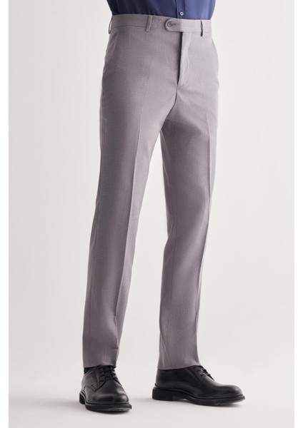 Gri Yan Cep Açık Paça Kendinden Desenli Slim Fit Esnek Pantolon 1003255151 modelleri