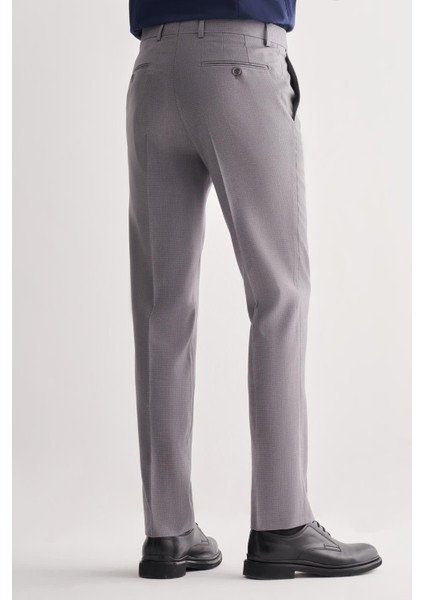 Gri Yan Cep Açık Paça Kendinden Desenli Slim Fit Esnek Pantolon 1003255151 fırsatları
